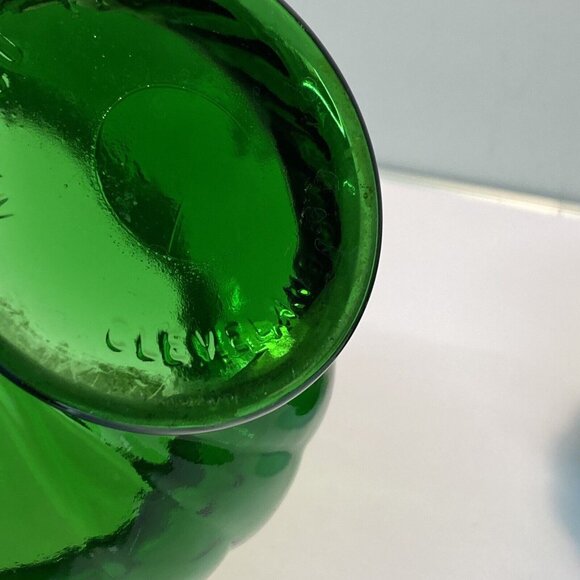 Vintage Green Glass Napco 1191 Cache Pot Planter Vase w/ Swirl Pattern Set Of 2 - Picture 4 of 12